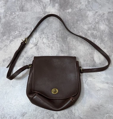 Vintage Coach Companion Small Flap Shoulder Leather Bag Mahogany Square Brown - Image 1 of 4