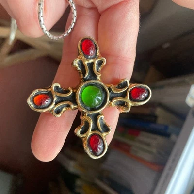 Pendentif ancien vintage céramique signée H. Thomas 50/60'S Vallauris croix - Photo 1/4