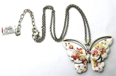 Brighton KYOTO IN BLOOM SAKURA BUTTERFLY NWT $128 Crystal Enamel Rev Necklace - Image 1 of 4