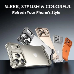 Frameless Metal Case for iPhone 17 16 Pro Max, Slim Lightweight Shockproof Cover - Picture 1 of 18