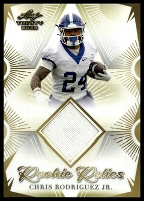 2023 Leaf Trinity (Mega Box) #RR-8 Chris Rodriguez Jr. Rookie Relic Gold MEM - Image 1 of 2