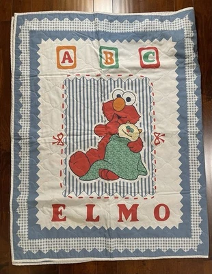 Manta de bebé acolchada ABC vintage Sesame Street "Elmo" 68" x 44" Foto 1 de 4