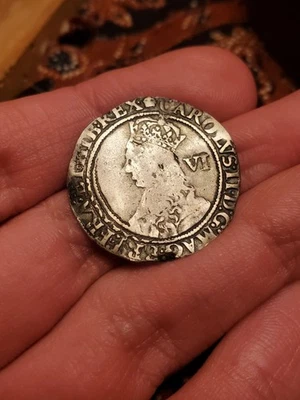 Кованая шестипенсовая монета Карла II Великобритания Третий период 1660-2 - Изображение 1 из 4