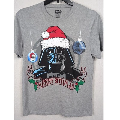 Мужская футболка Star Wars Darth Vader Merry Sithmas графический рисунок размер средний серый новая с ценниками - Изображение 1 из 4
