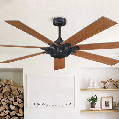72" Wooden 7-Blade Large Outdoor Industrial DC Ceiling Fan - Image 1 of 4