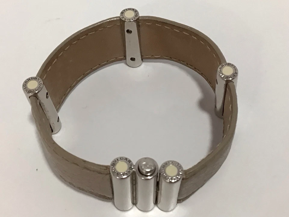 BVLGARI Signed LEATHER / METAL ABEAEL BRACELET / MADE IN ITALY ( M ) - Image 1 of 4
