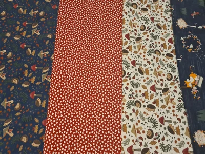 Waldtiere/ Igel  Stoffpaket 5x Baumwolljersey für Mützen und  Loops  30x70cm Neu - Bild 1 von 4