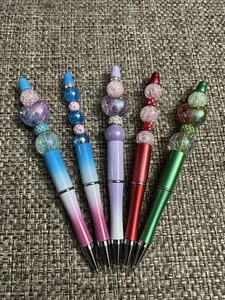 5 🩷 Handgefertigte Glitzer Perlen Kugelschreiber Mädchen Jugendliche Weihnachten Strümpfe Set#4 - Bild 1 von 1