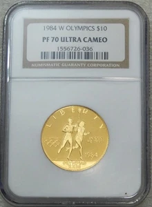 1984-W Olympics $10 Gold NGC PF70 Ultra Cameo Proof almost 1/2 oz Gold #K381 - Picture 1 of 4
