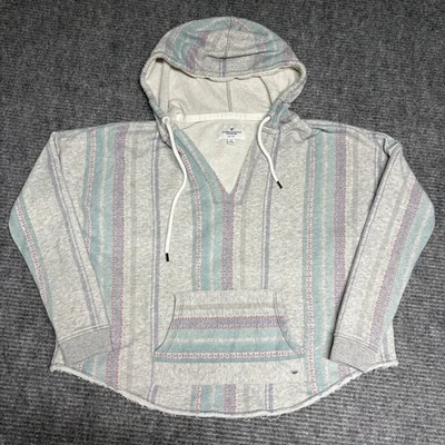Sudadera con capucha a rayas gris bolsillo cuello en V gris American Eagle Outfitters para mujer S/P Foto 1 de 4