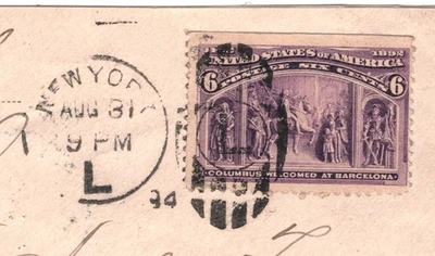 USA TRANSATLANTIC Cover 6c COLUMBIAN Stamp New York 1894 Prague Austria YH434 - Image 1 of 4