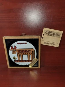 Greek TAURUS Ceramic Tile Trivet 4.5"x4.5" astrology zodiac Bull Made in Greece - Picture 1 of 2