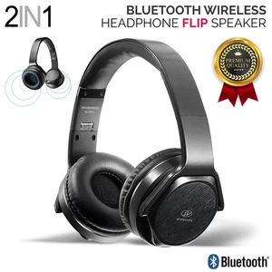 Universal 2in1 Bluetooth Wired Wireless Headphone Flip Speaker Stereo Card Slot - Picture 1 of 12