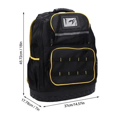 ﹣Tool Backpack Multiple Pockets Padded Laptop Sleeve Oxford Fabric Hard Bottom - Image 1 of 4