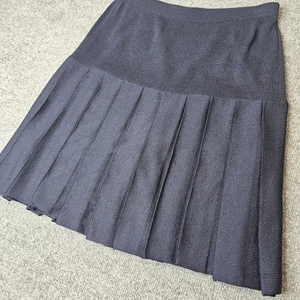 St John Separates Knit Pleated Skirt Size 6 Navy Blue 20 Inch Length Classic - Picture 1 of 7