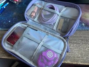 Electronic Organizer Travel Cable Accessories Bag Power Bank Cords Purple Color - Picture 1 of 7