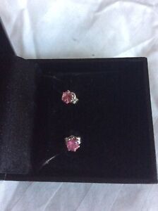 Sapphire Natural Pink Earrings. 4mm Sterling Silver Sparkling Studs, New&pretty.