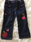 Baby Gap 18/24 Apple Fall Embroidered Denim Jeans Dark Wash Euc