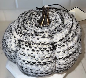 Soft Fall Pumpkin Decor 6.5" x 8" Autumn Halloween White Black NWT - Picture 1 of 17