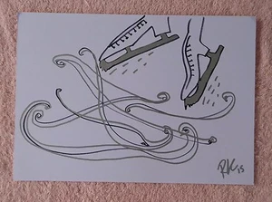 ROBIN COUSINS OLYMPIC SKATING CHAMPION ORIGINAL HAND DRAWN  SIGNED SKETCH W COA - Picture 1 of 1