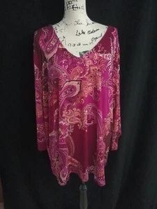 Susan Graver Knit Paisley Top Blouse Size 3X READ Description Wrong Sz Tag   z85 - Picture 1 of 13
