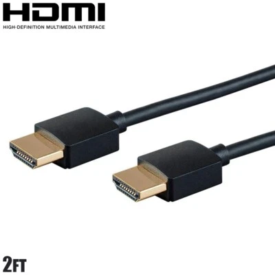 2ft HDMI Cable Cord Slim 4K 60Hz UHDTV 1080p 18Gbps HDR 3D HD TV Ethernet 36AWG - Image 1 of 4