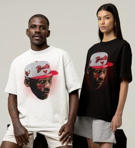 Michael Jordan NBA Graphic Tee Retro Unisex T-Shirt Chicago Bulls Big Face 90s - Bild 1 von 13