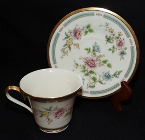 Vintage Lenox Morning Blossom Tasse & Untertasse Set mit Blumen und Goldrand Teetasse - Bild 1 von 5