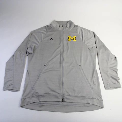 Michigan Wolverines Air Jordan Dri-Fit Jacket Men's Light Gray Used Cover