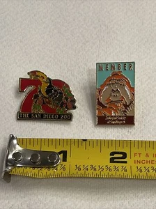 SAN DIEGO ZOO Member & 70th ANNIVERSARY 2 Pin Lot Gorilla & Toucan - Picture 1 of 3