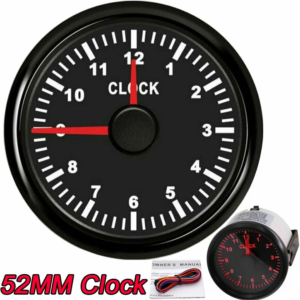 52mm Waterproof Clock Gauge With Red LED Backlight for Marine Boat Car Truck - Image 1 of 4
