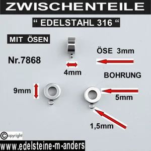 Zwischen Perlen Teile Charms Spacer Edelstahl mit Öse für Leder Bänder 5mm Loch - Bild 1 von 1