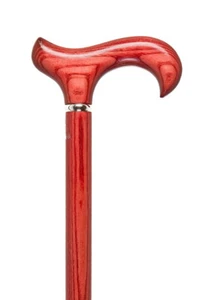 Rose Red Ash Derby Handled Walking Stick Cane with Silver Chrome Collar - Picture 1 of 2
