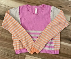 NWT Girls’ Cherokee Pink Peach Striped Long Sleeve Knit Sweater Size L - Picture 1 of 4