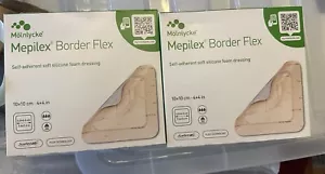 💚 2Boxes Of 5 Molnlycke Mepilex Border Flex 4" x 4" Soft Silicone Foam Dressing - Picture 1 of 2