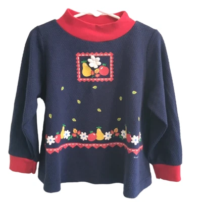 Camisa Tejida Gofre Cuello Simulado Diseño Fruta Floral HEALTHTEX Años 80 NIÑAS 4T Foto 1 de 4