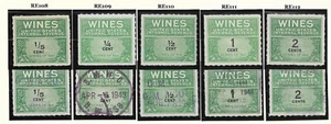 Wine Stamps  RE 108 to RE 112  mint an used - Picture 1 of 1