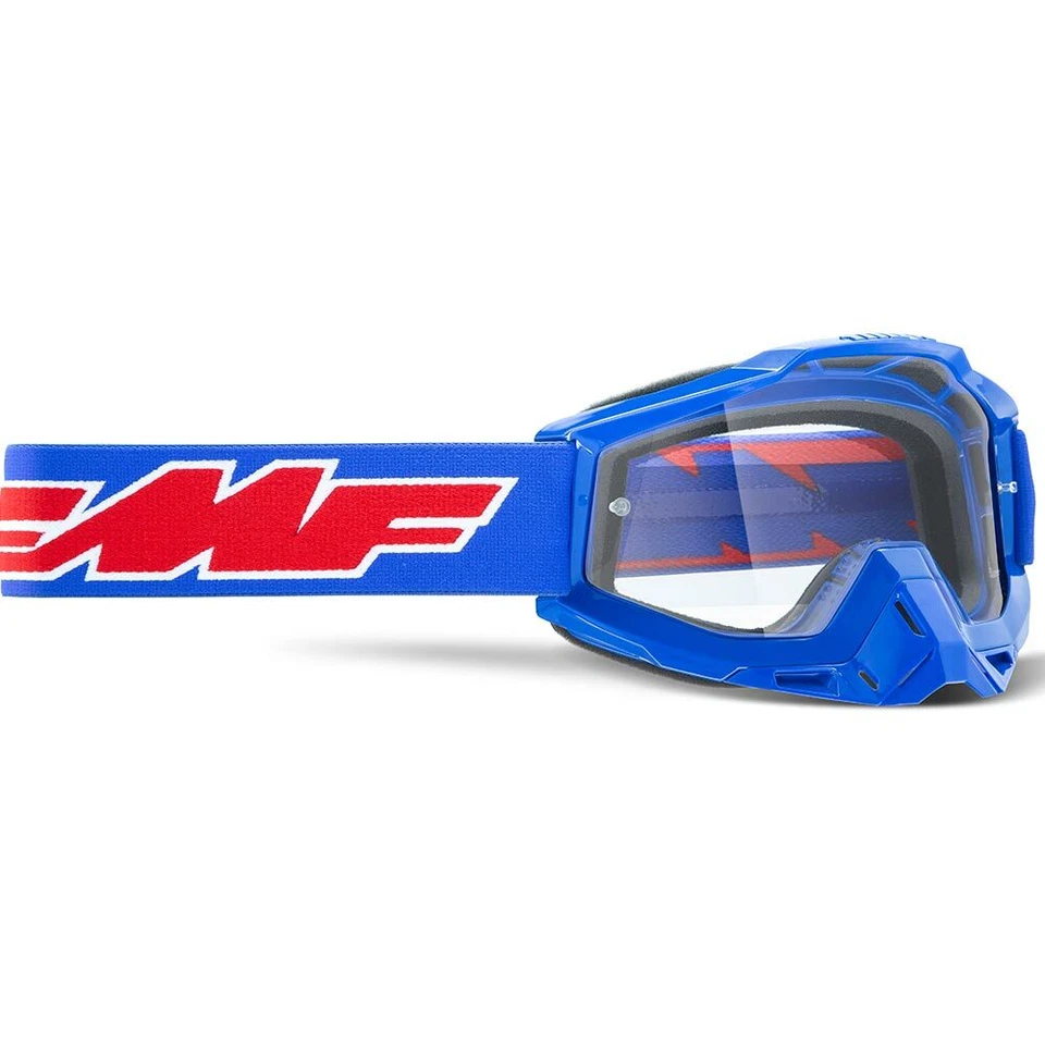 100% FMF VISION POWERBOMB ROCKET BLUE MX RACING MOTOCROSS GOGGLES CLEAR LENS - Image 1 of 1