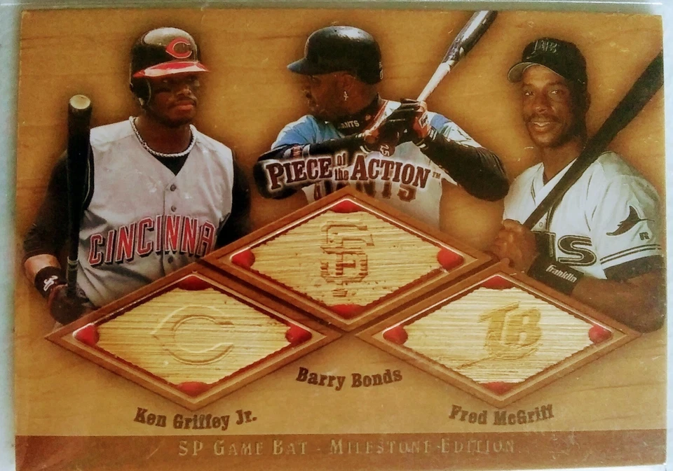 2001 SP GAME BAT EDITION GRIFFEY/BONDS/McGRIFF TRIPLE GU BAT CARD - Image 1 of 1