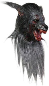 Halloween Costume BLACK WOLF WITH HAIR Horror High-Quality Latex Deluxe Mask - Picture 1 of 1