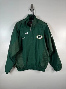 Vtg Reebok Mens Green Bay Packers NFL Pro Line Windbreaker Jacket Green M 24x28 - Picture 1 of 8