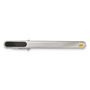 Stainless Steel Gold Black Carbon Fiber Tie Clip Bar Tac - Picture 1 of 6
