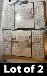 Lot/2 Threshold Abstract Print Table Runners: 14"x72" and 14"x108", Blue/White - Picture 1 of 14