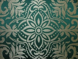 9.8 Metres Teal Brocade Jacquard Fabric Curtain Upholstery Cushion Multi Use - Picture 1 of 13