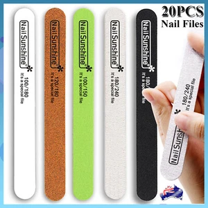 20X Double Sided 100/120/180/240 Grit Nail Files Emery Boards Nail Salon Tool AU - Picture 1 of 9