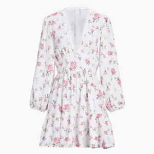 Commense White Pink Floral Mini Dress Ruffle V Neck SZ M NEW - Picture 1 of 16