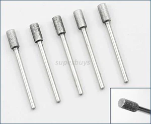 5pc 5mm Diamond Grit Burr Grinder Grinding For Rotary Deburr Drill Bit Bur Tool - Picture 1 of 5