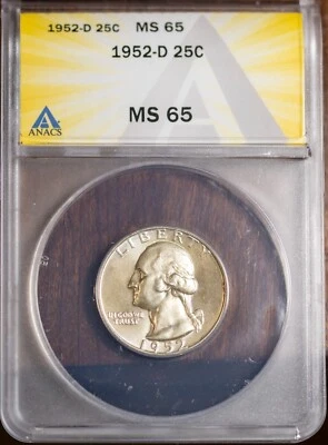 1952-D 25c Silver G. Washington Quarter MS 65 ANACS # 7465135 + Bonus - Image 1 of 2