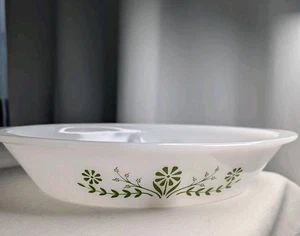 Servizio piatto da forno ovale diviso margherita verde vintage Glasbake Jennette J2352 - Foto 1 di 9