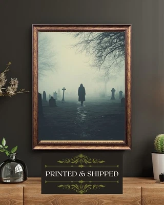 Arte de pared cementerio brumoso cementerio gótico paisaje brumoso impresión de arte Foto 1 de 4